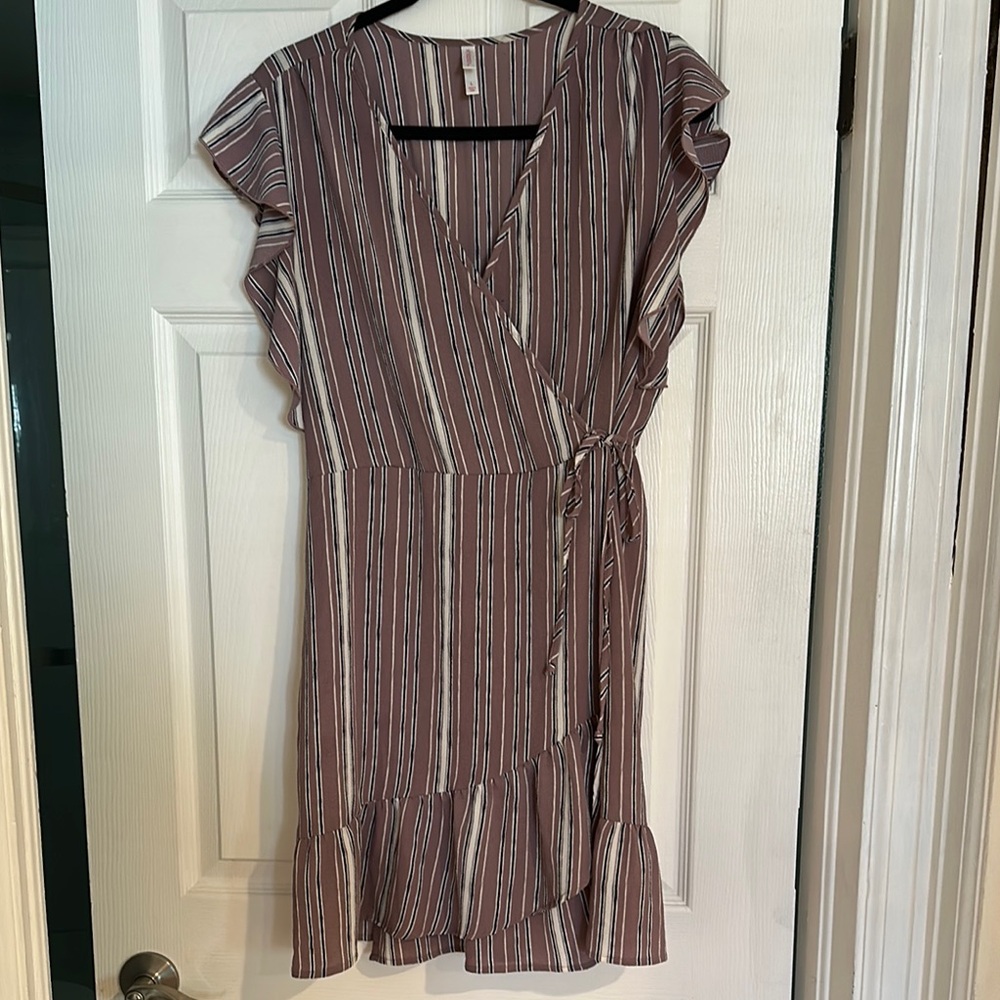 Xhilaration Purple Wrap Sundress with Flutter Sleeves
